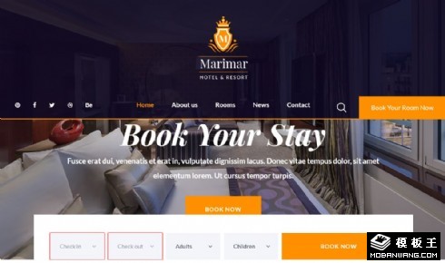 海景酒店服务中心响应式网页模板