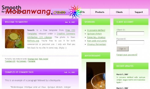 紫绿渐变信息网页模板