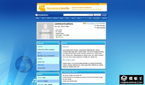 蓝色铃声个人日志网页模板