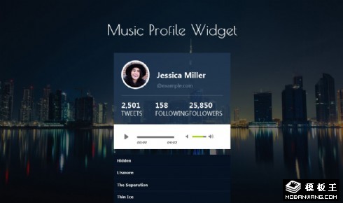 音乐播放器背景组件响应式网页模板