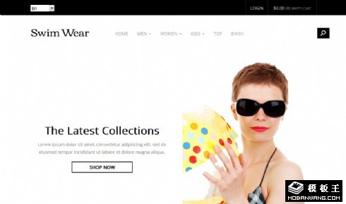 游泳装备用品商城响应式网页模板