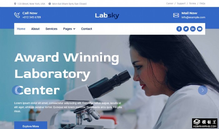 生物医学研究实验室网站模板