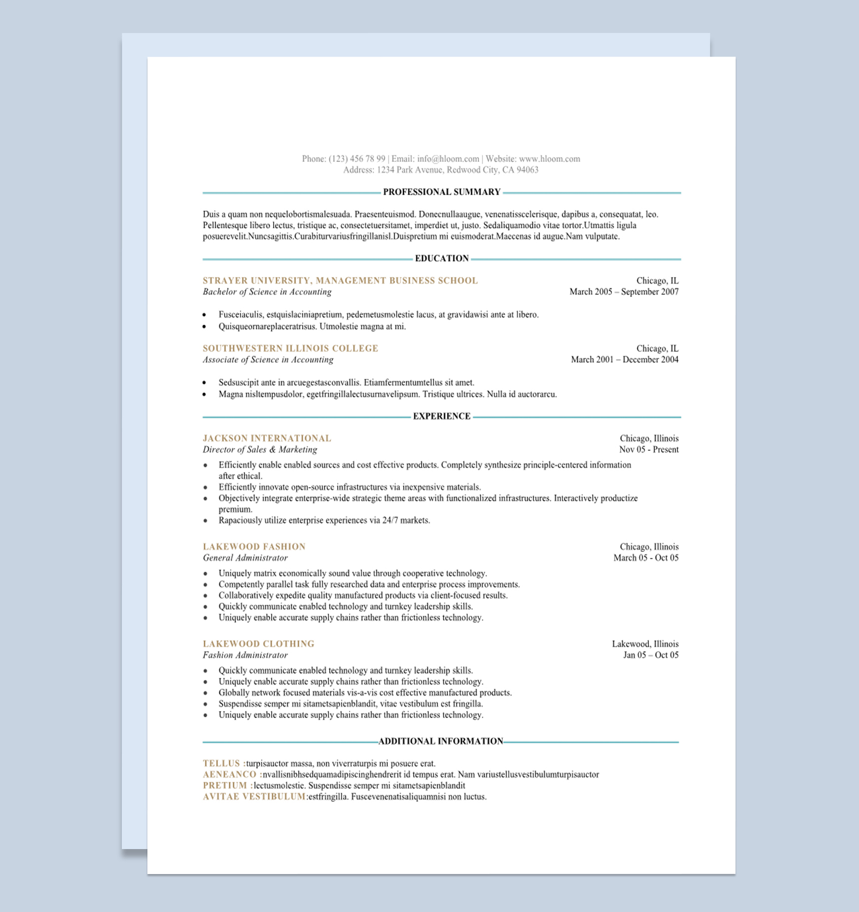 简洁大气商务风格外企求职应聘简历Word模板