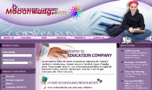 欧美教育培训资讯网页模板