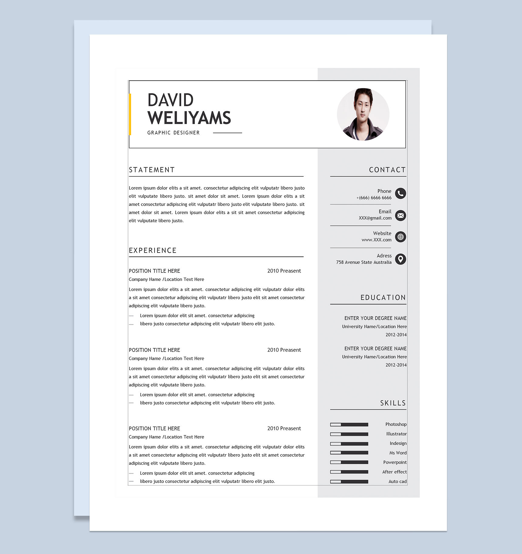 简约风美术设计员求职通用个人简历Word模板