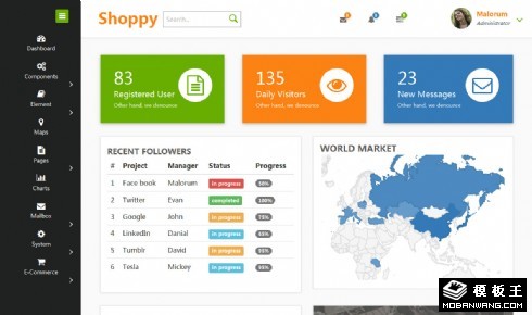 商务数据内容管理响应式网页模板
