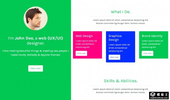 绿色个人技能展示网页模板