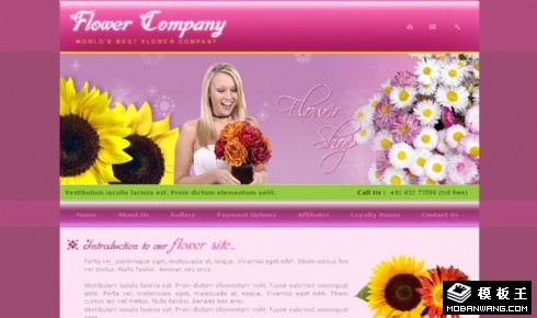 真香粉红鲜花信息网页模板