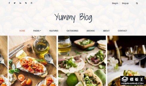 美食博客动态响应式网站模板
