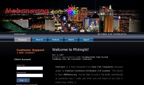 午夜城市BLOG网页模板