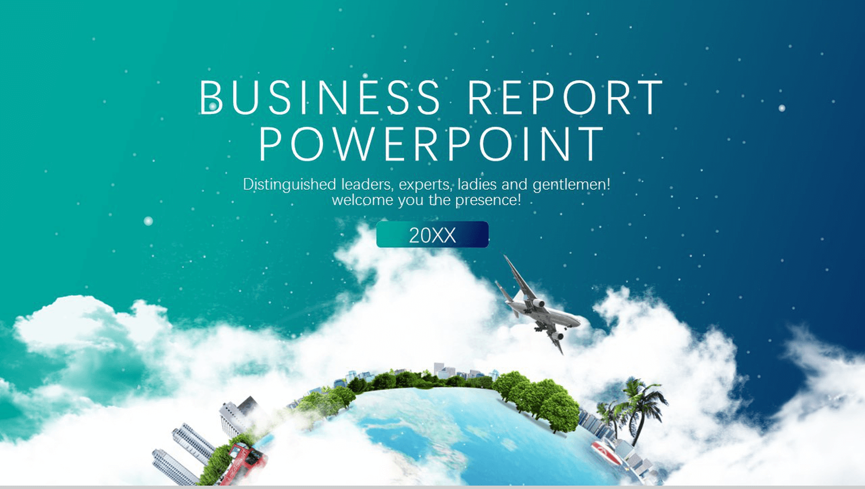 蓝绿环保商务绿色节能环保工作汇报总结PPT模板