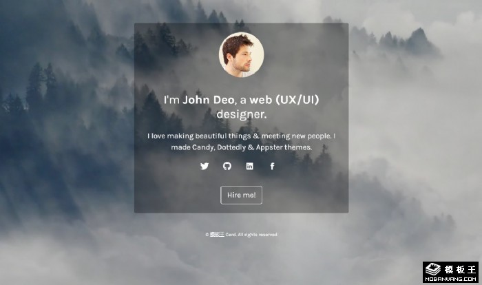 云山背景个人名片网页模板