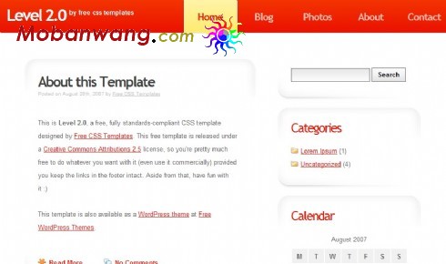简单红色导航BLOG网页模板