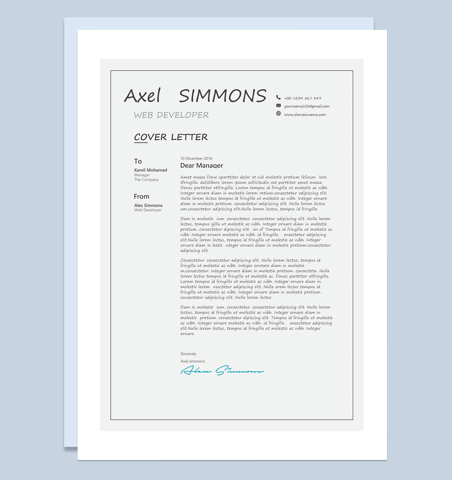 灰色网页设计师求职通用个人简历Word模板