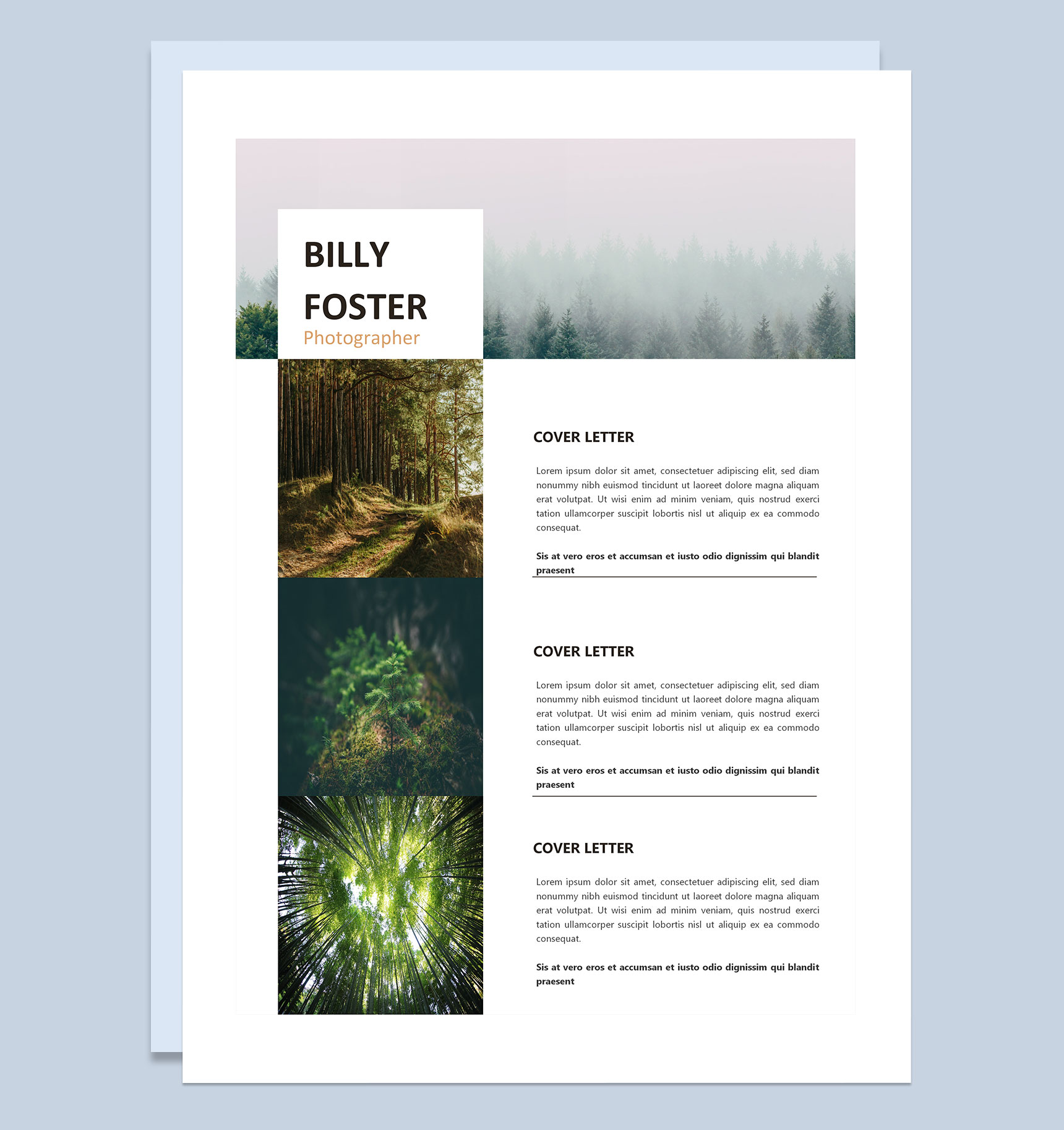 创意时尚外企摄影师求职通用英文简历Word模板