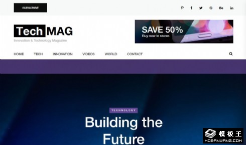 科技数码杂志媒体响应式网站模板