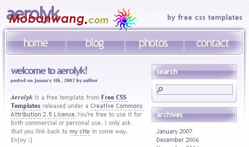 淡紫BLOG信息网页模板