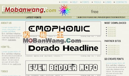 字体网站网页模板