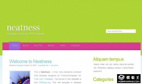 绿色整洁BLOG网页模板