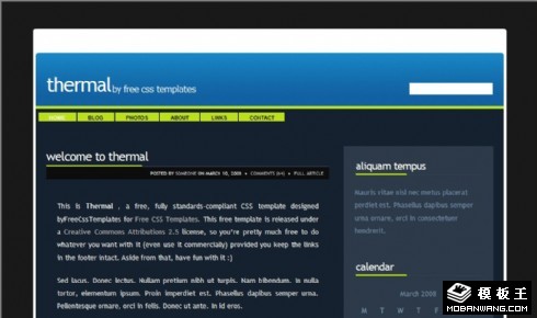 蓝黑设计BLOG网页模板