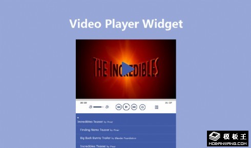 音频视频播放器组件响应式网页模板