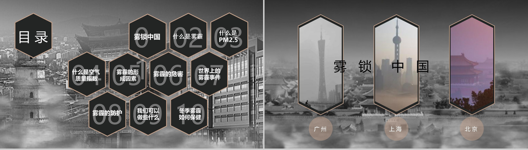 大气污染雾霾环保题材环境污染PPT模板