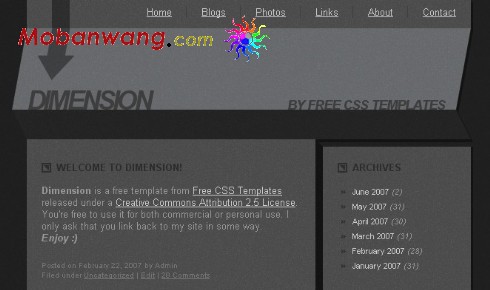 灰色立体BLOG网页模板