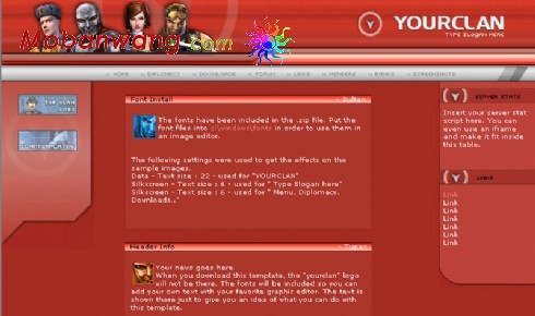 红色游戏帮会网页模板