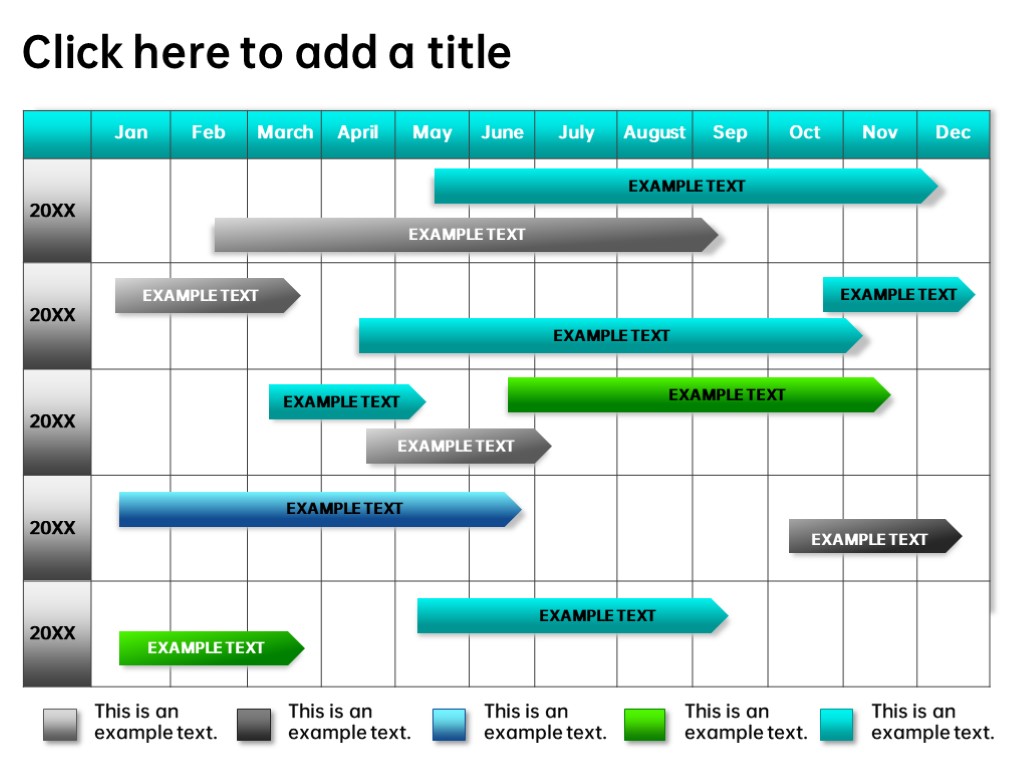 简洁年份日历标记甘特图PPT图表模板