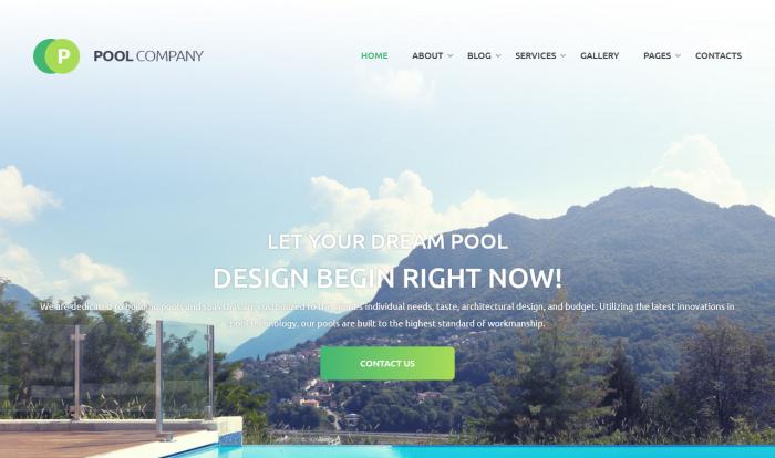 泳池设计建造与维护解决方案网站模板