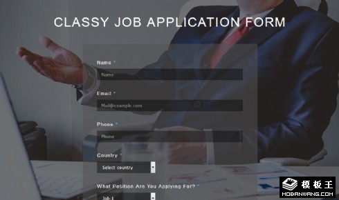 商务工作求职表单响应式网页模板