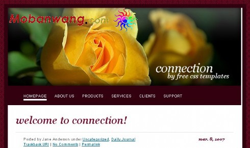 复古黄色玫瑰网页模板