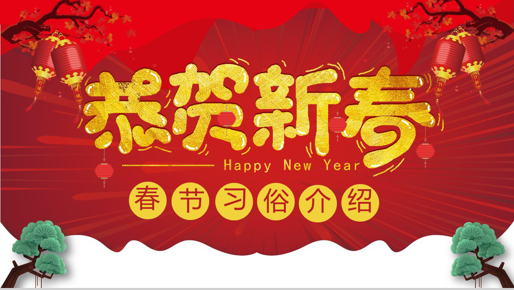 恭贺新春春节习俗介绍PPT模板