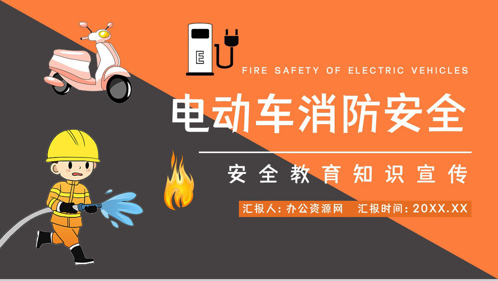 小区消防安全教育培训居民电瓶车电动车充电用电安全防火知识宣传演讲PPT模板