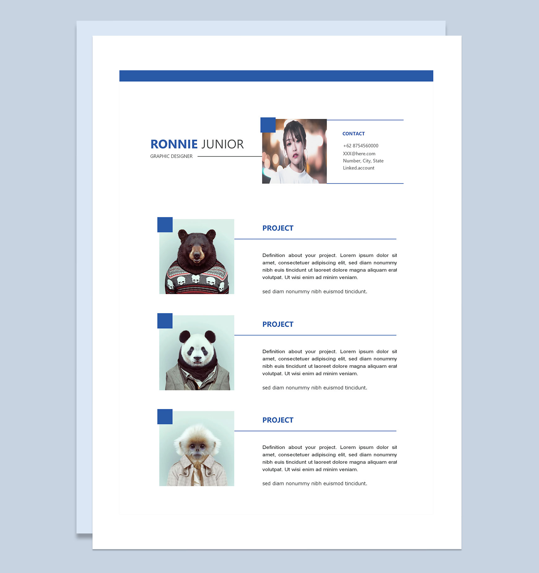 白色图像设计师平面设计师求职通用简历Word模板