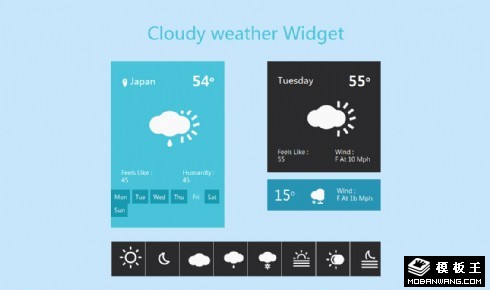 多云天气组件响应式网页模板