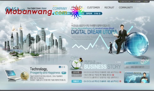 数字商务化科技企业网页模板