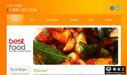 橙色美食日志网页模板