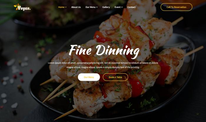 素食餐厅专属HTML网站模板