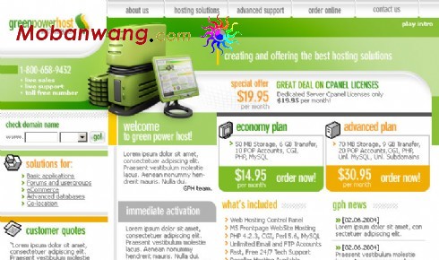 绿色网络服务器服务网站模板