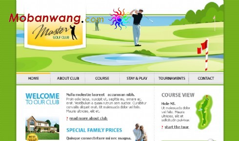 高尔夫俱乐部网页模板