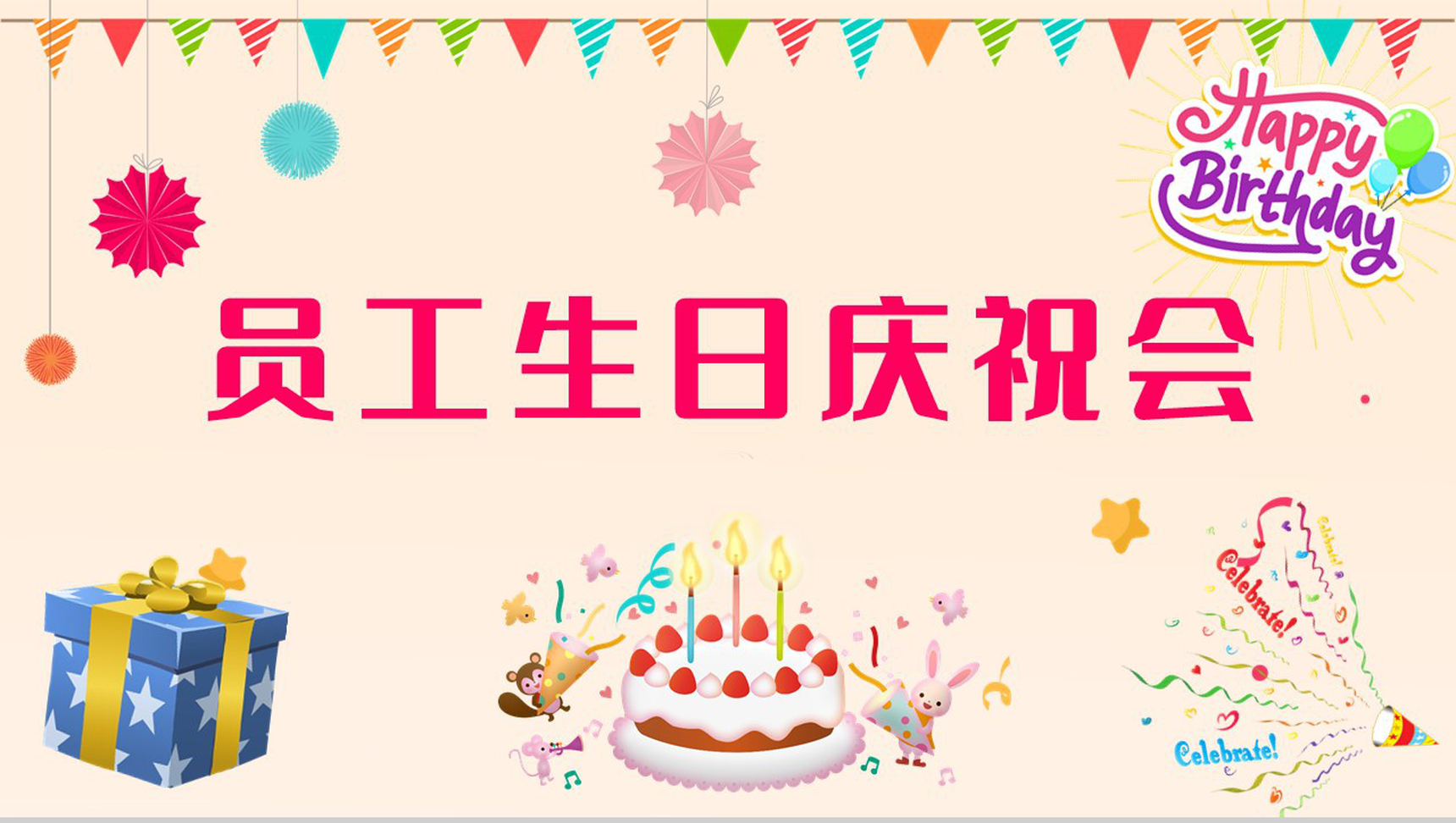 创意企业员工生日庆祝会活动策划公司职工互动游戏方案PPT模板