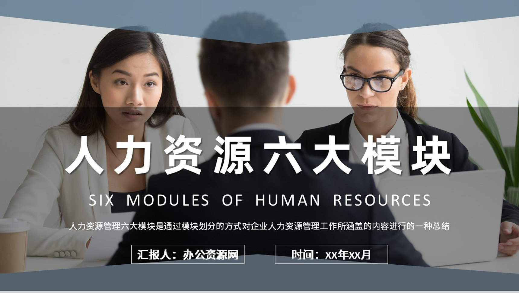 人事部门培训计划人力资源六大模块内容定义学习PPT模板