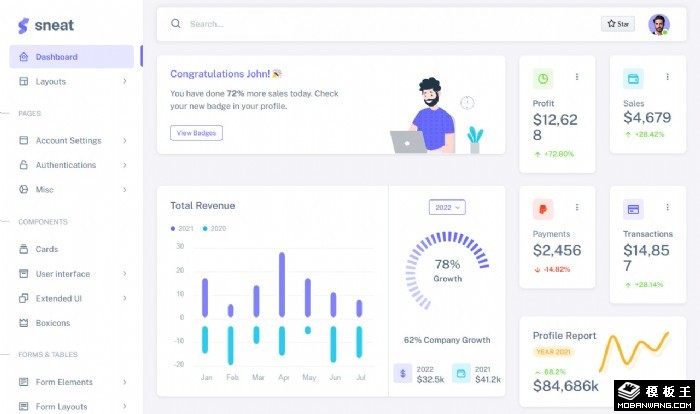销售数据分类统计管理网站模板