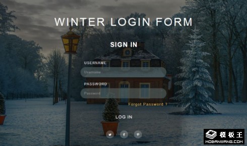 凛冬雪屋登录框响应式网页模板