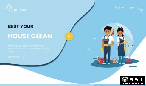 浅蓝房屋清洁团队响应式网页模板