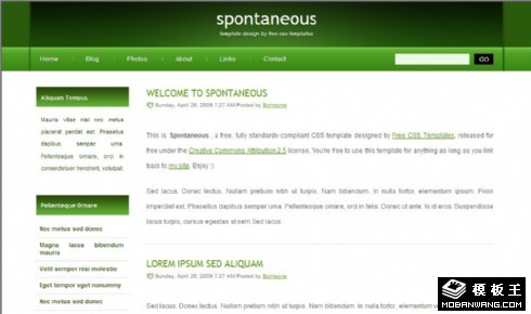 绿色自然日志网页模板