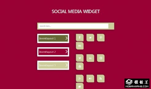 社会媒体小部件响应式网页模板