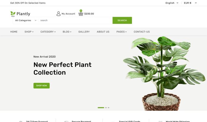 绿植盆栽在线商店网站模板