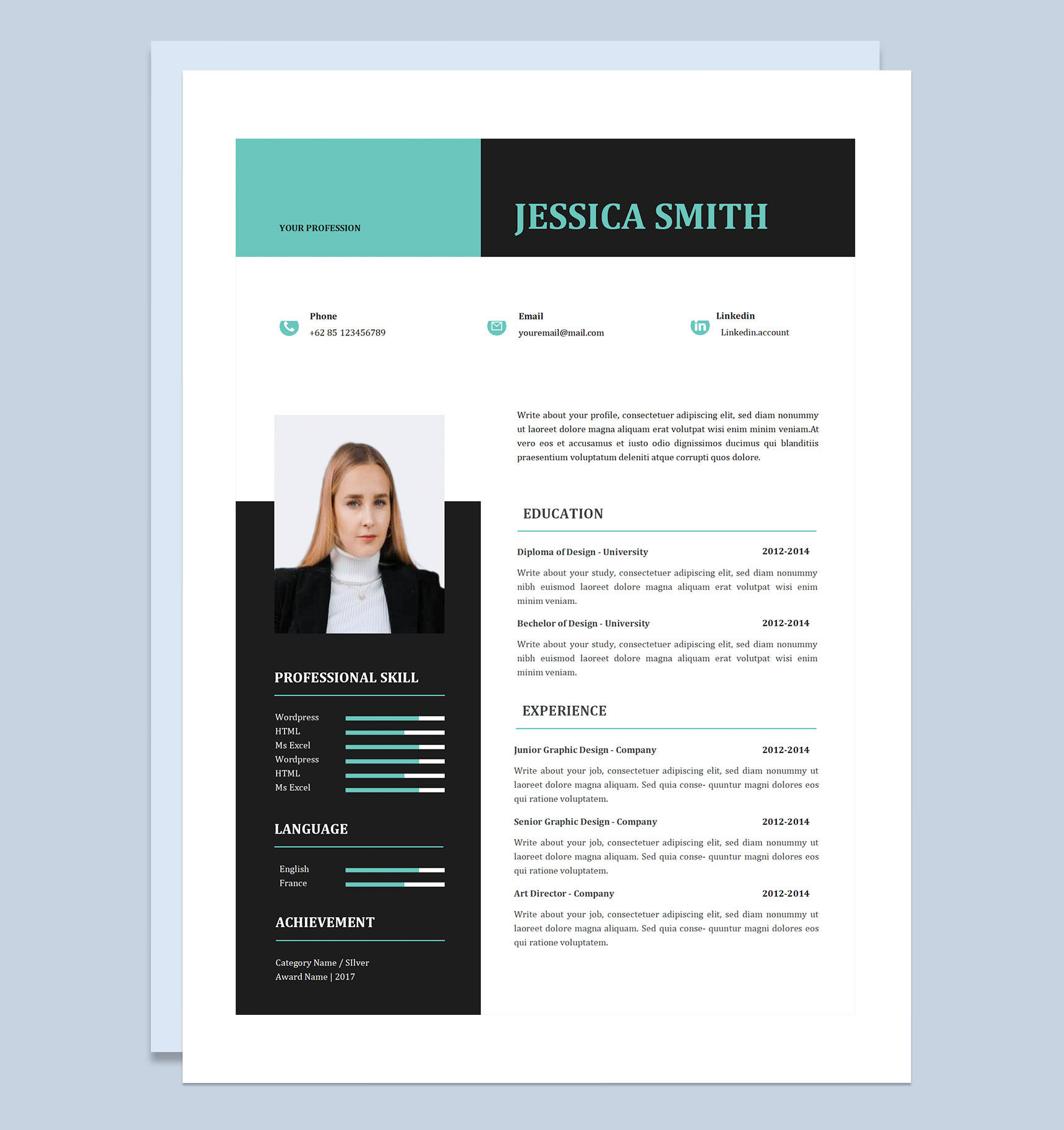 广告设计师美术设计师通用个人简历求职简历Word模板